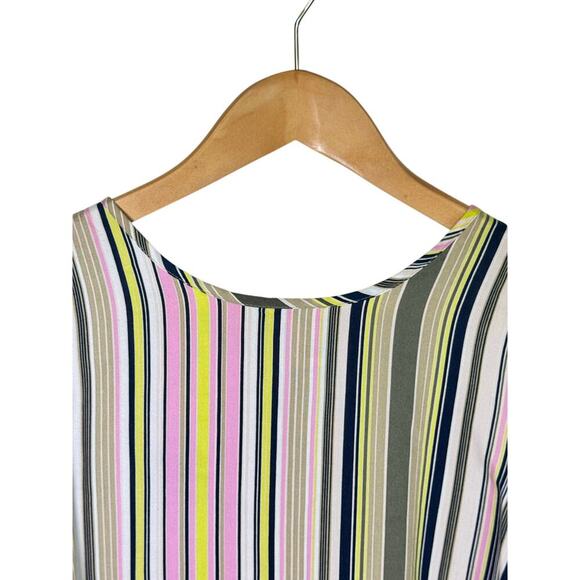 New LIBBY EDELMAN High-Low Dreamy Multicolor Striped Sleeveless Blouse Sz L - Picture 3 of 13